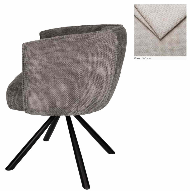 PTMD Eetkamerstoel Como - 63x66x80 cm - Textiel - Creme
