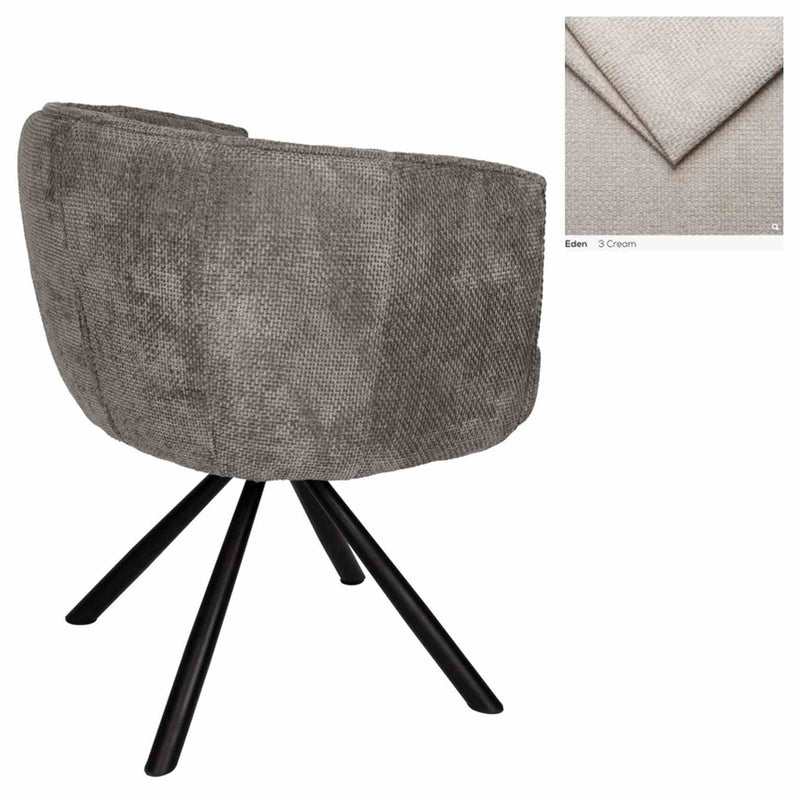 PTMD Eetkamerstoel Como - 63x66x80 cm - Textiel - Creme