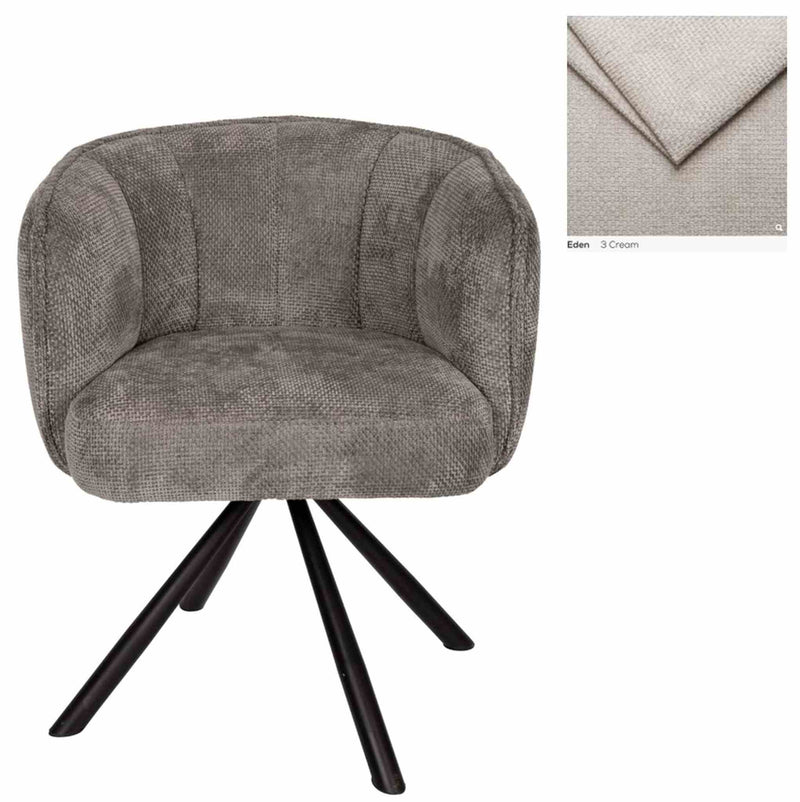 PTMD Eetkamerstoel Como - 63x66x80 cm - Textiel - Creme