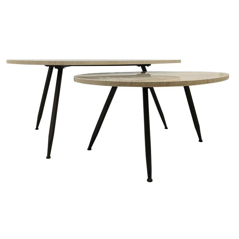 PTMD Salontafel Veria - 50x60x43 cm - Marmer - Beige - Set van 2