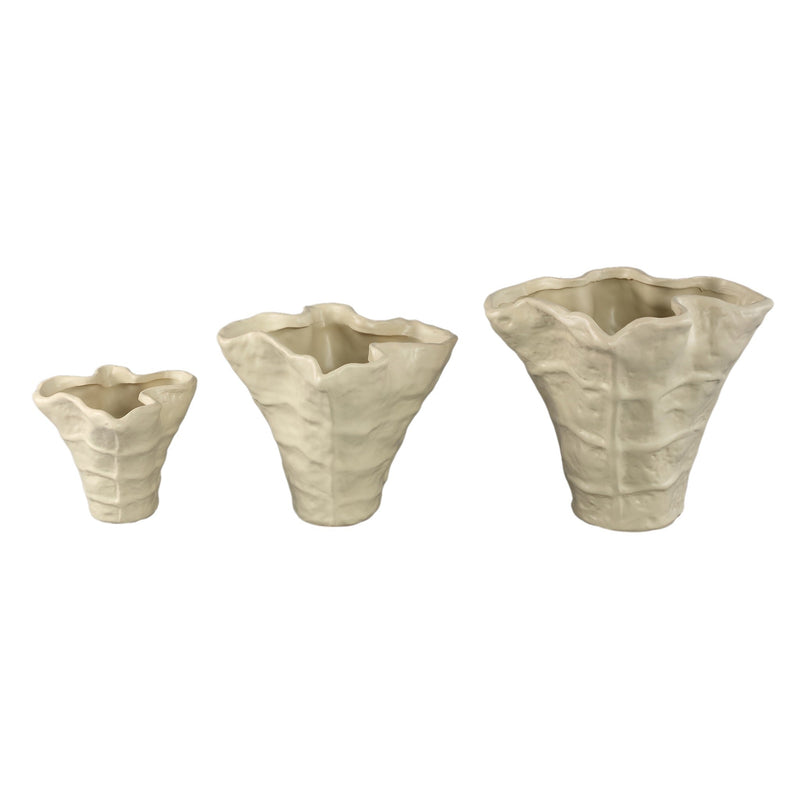 PTMD Bloempot Reff - 25x23x21 cm - Keramiek - Creme