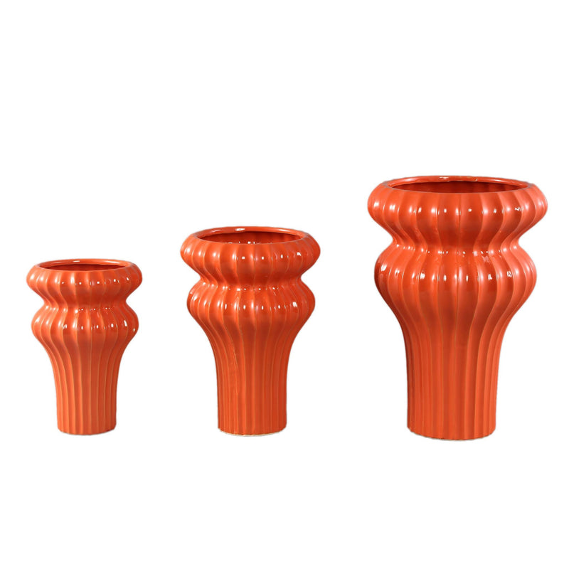 PTMD Bloempot Glenna - 25x25x36 cm - Keramiek - Oranje