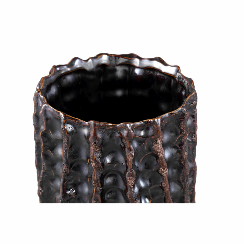 PTMD Bloempot Vikton - 15x15x32 cm - Keramiek - Bruin