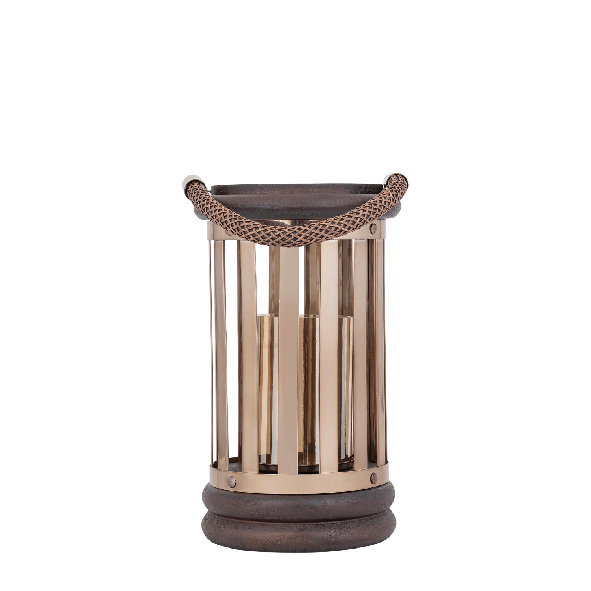 PTMD Lantaarn Sjorsh - 22x22x37 cm - Hout - Goud