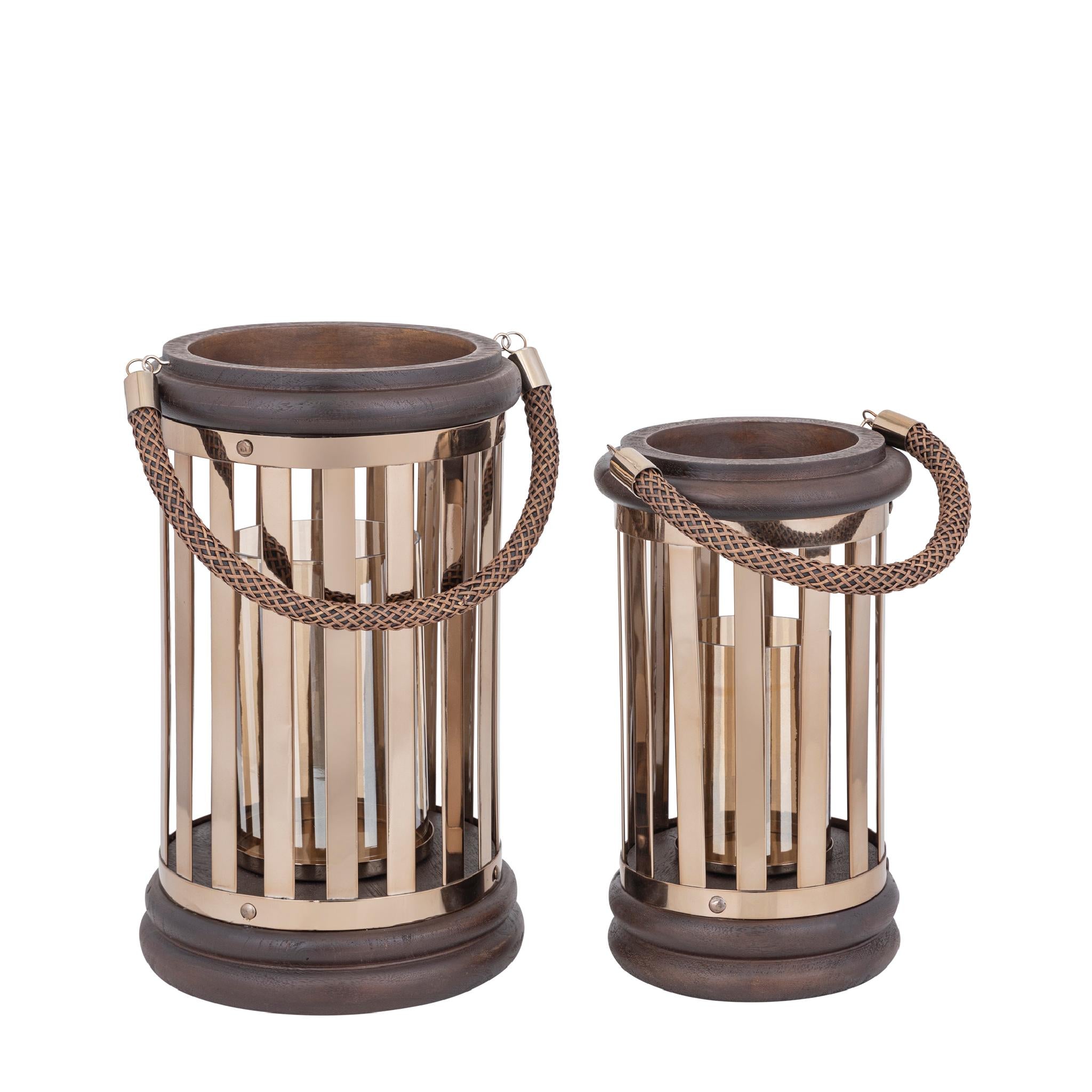 PTMD Lantaarn Sjorsh - 25x25x41 cm - Hout - Goud