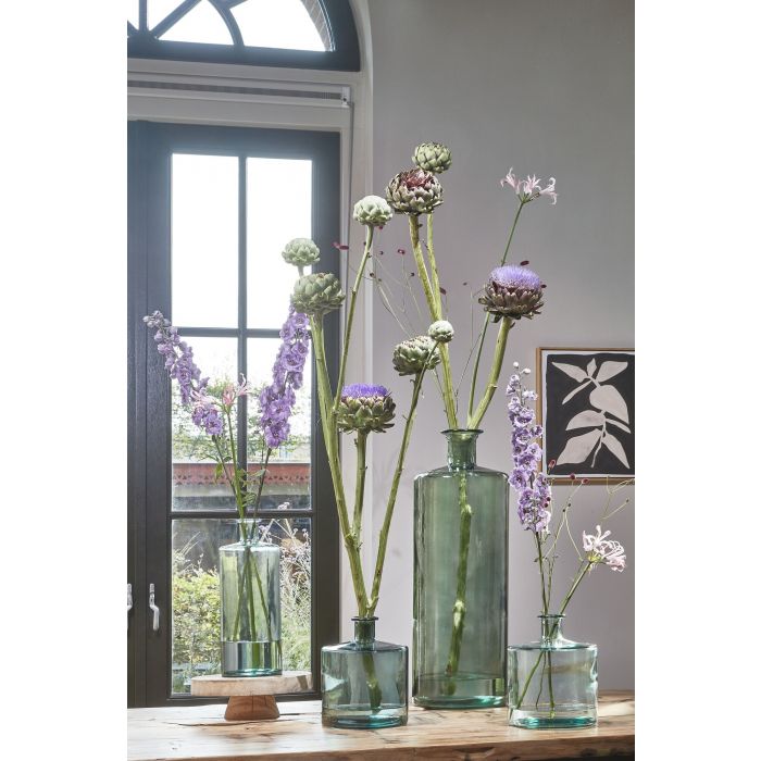 Mica Decorations Guan Vaas Fles - H75 x Ø25 cm - Glas - Groen