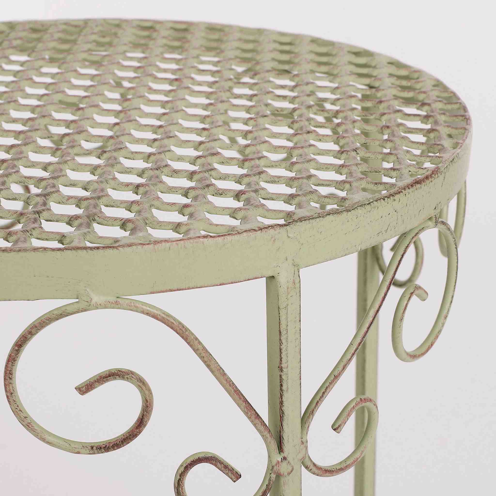 Mica Decorations Plantentafel Provence - 35x35x43 cm - Ijzer - Licht Groen - Set van 3