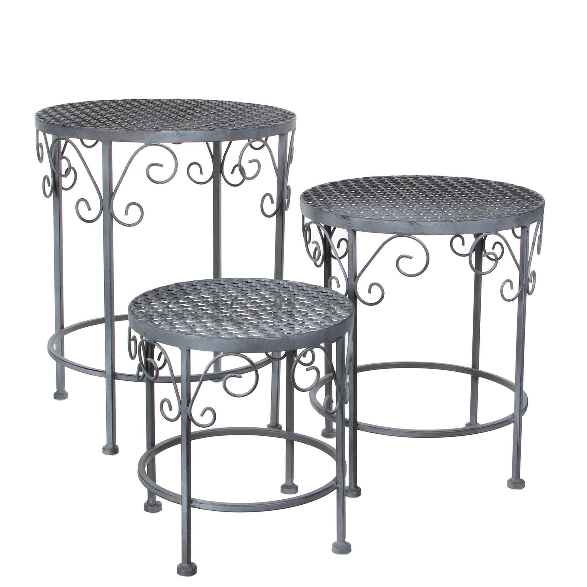 Mica Decorations Plantentafel Provence - 35x35x43 cm - Ijzer - Grijs - Set van 3