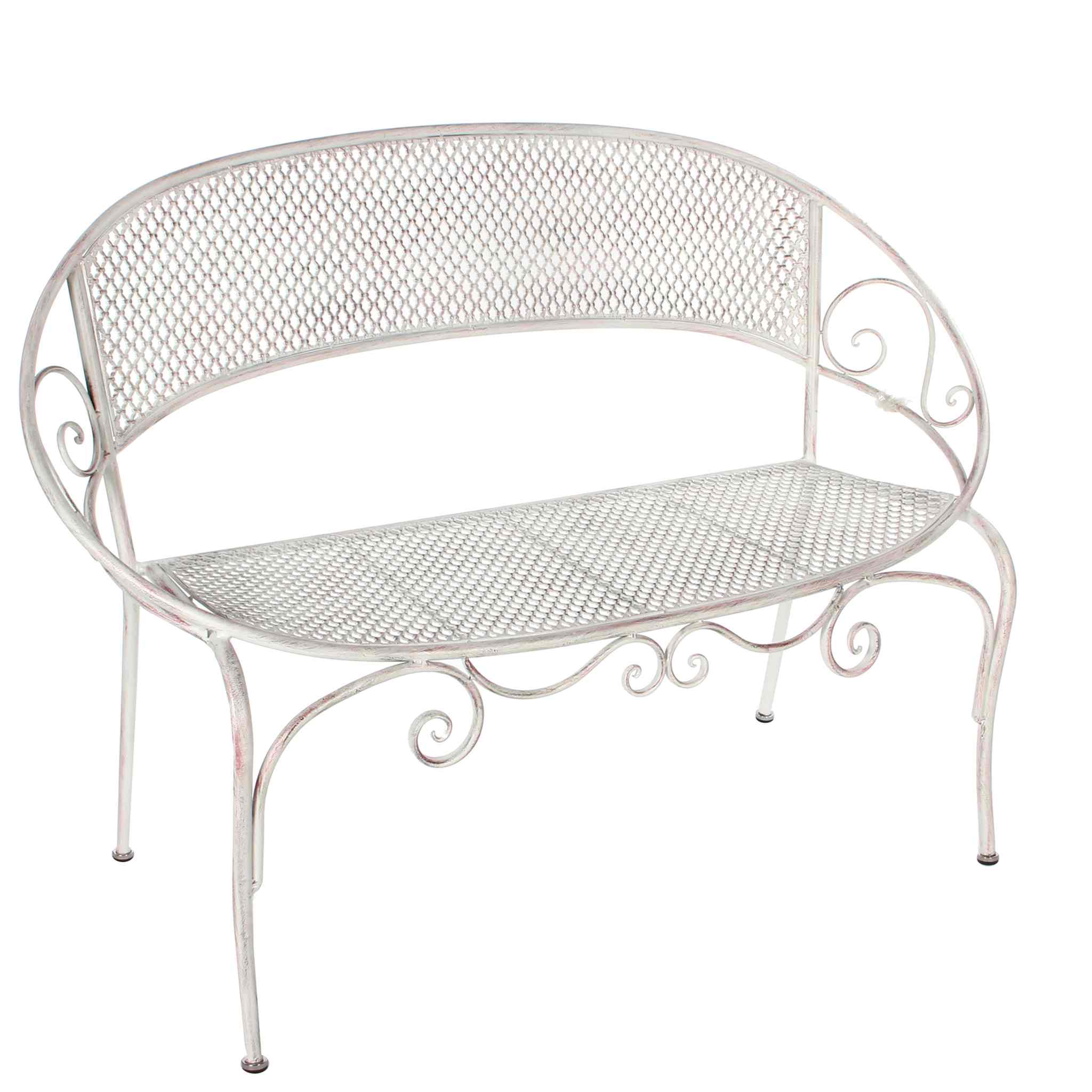 Mica Decorations Bankje Provence - 124x61.5x87.5 cm - Ijzer - Wit