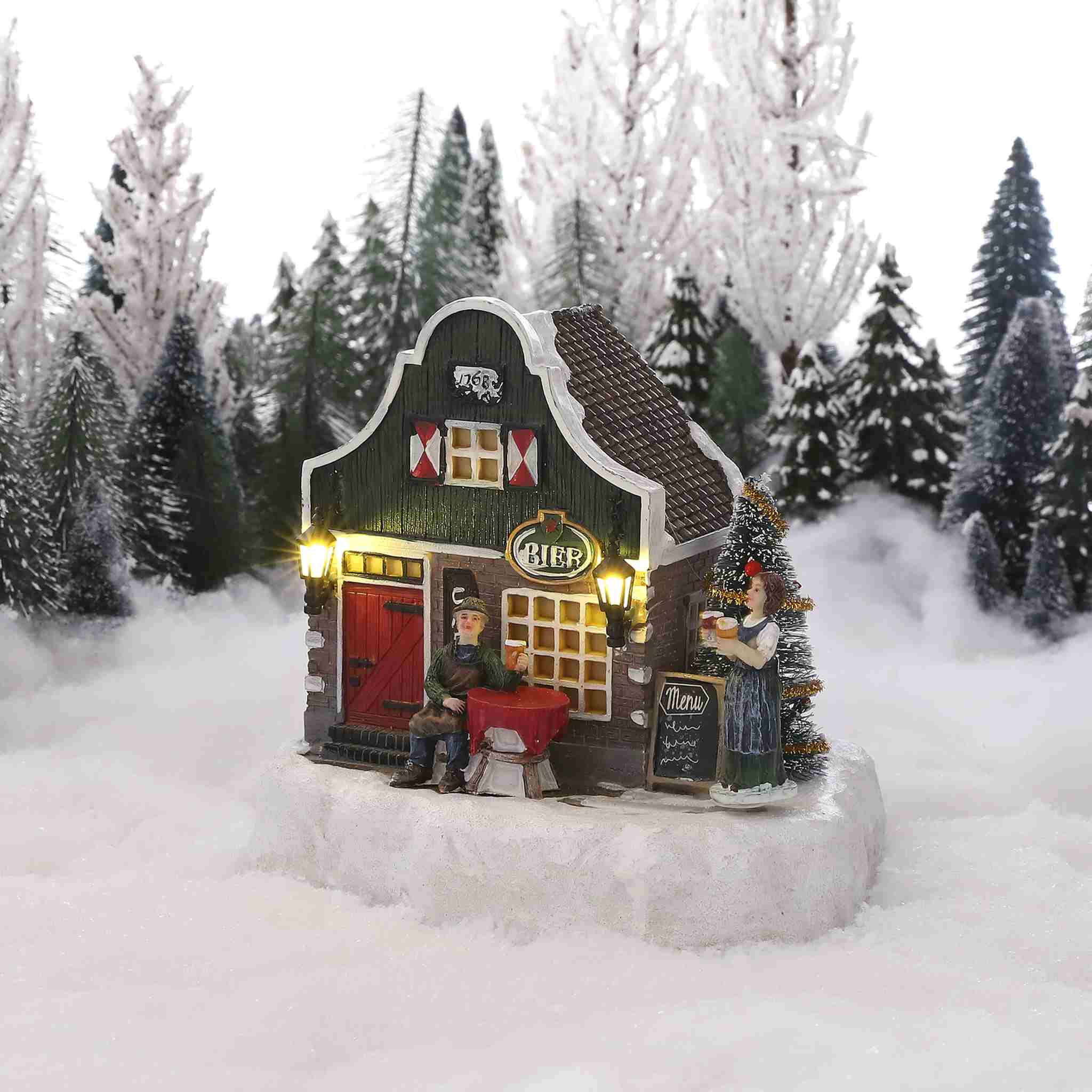 Luville Kerstdorp Dorpskroeg - 17.5x16.5x17.5 cm - Polyresin - Multi