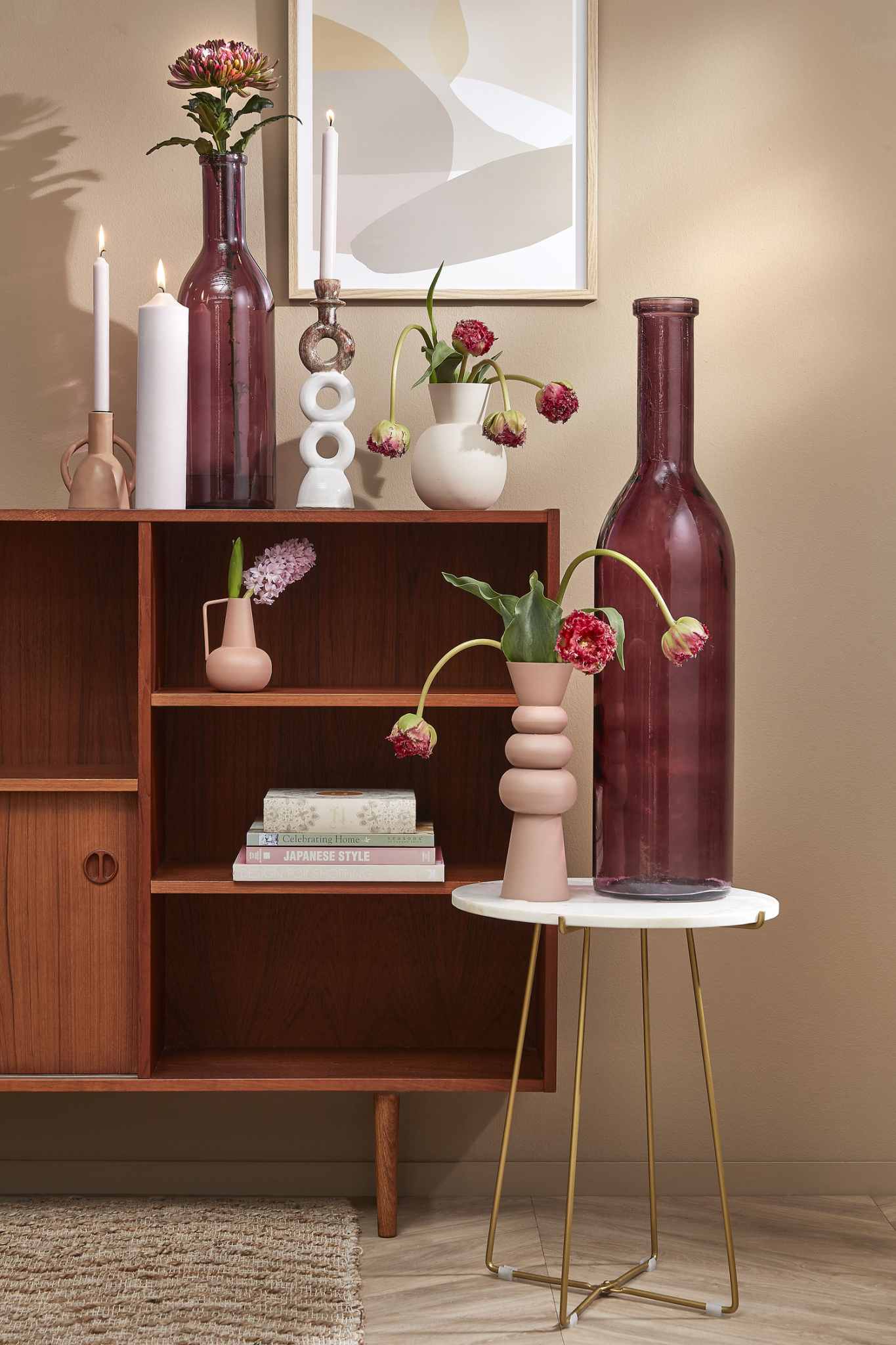 Mica Decorations Vaas Rioja - 15x15x50 cm - Gerecycled Glas - Bordeaux