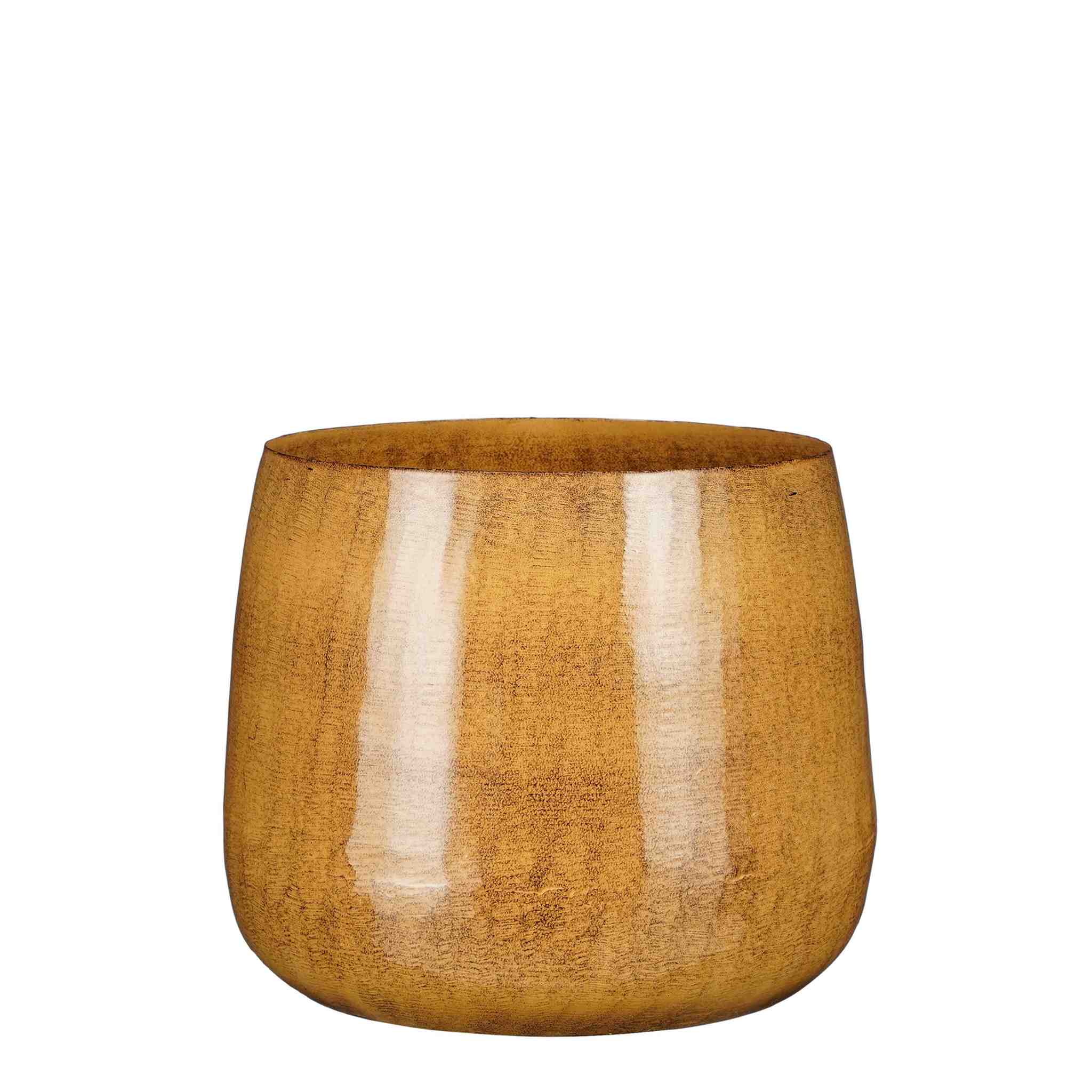 Mica Decorations Bloempot Benson Rond - 23x23x20 cm - Ijzer - Bruin