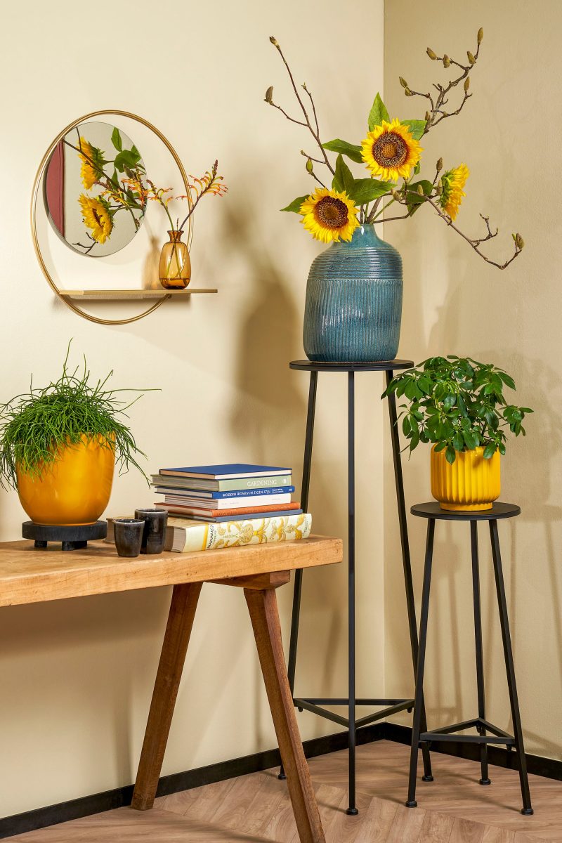 Mica Decorations Tusca Bloempot - 25x25x23 cm - Keramiek - Geel