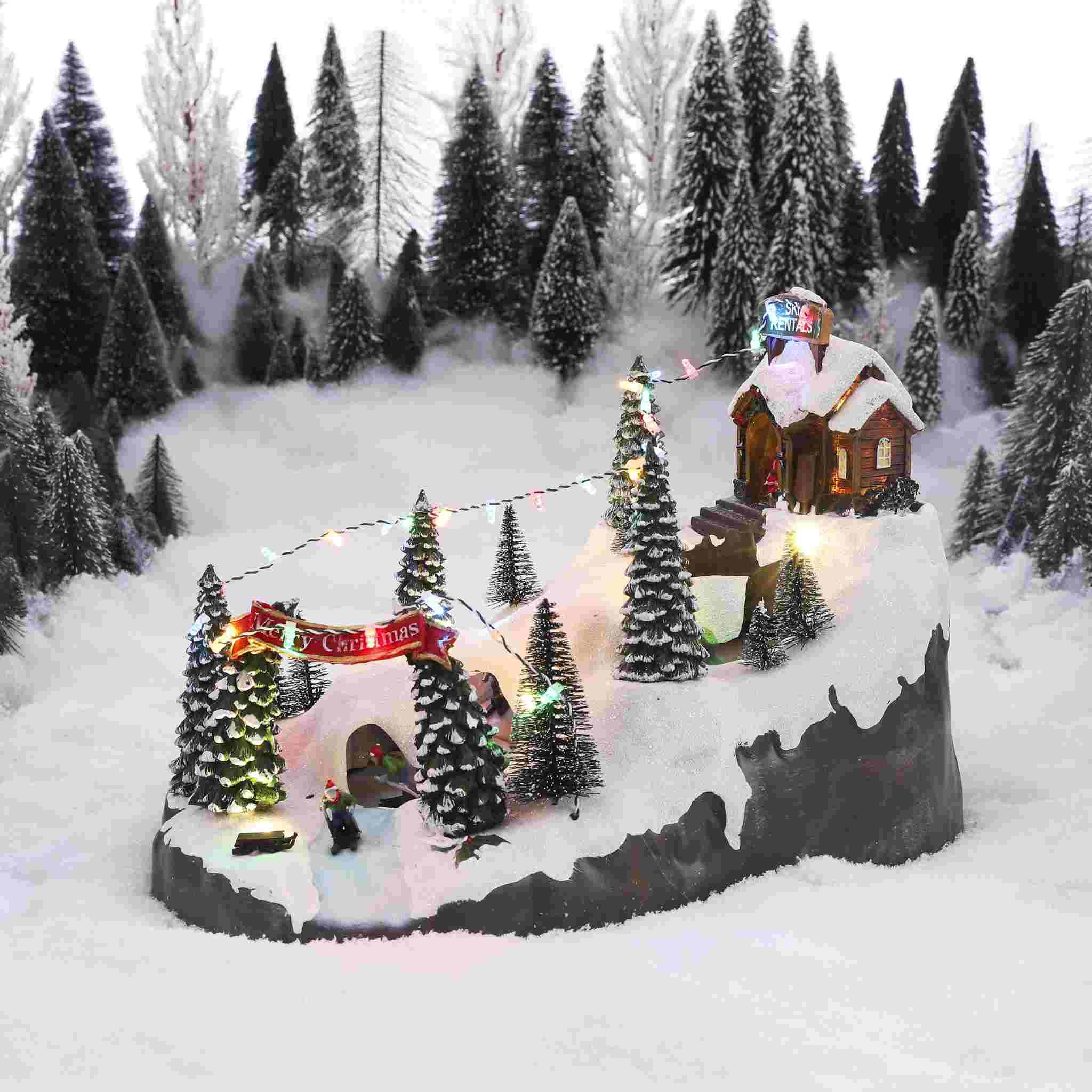 Luville Kerstdorp Ski-berg - 36x23.5x24 cm - Plastic - Wit