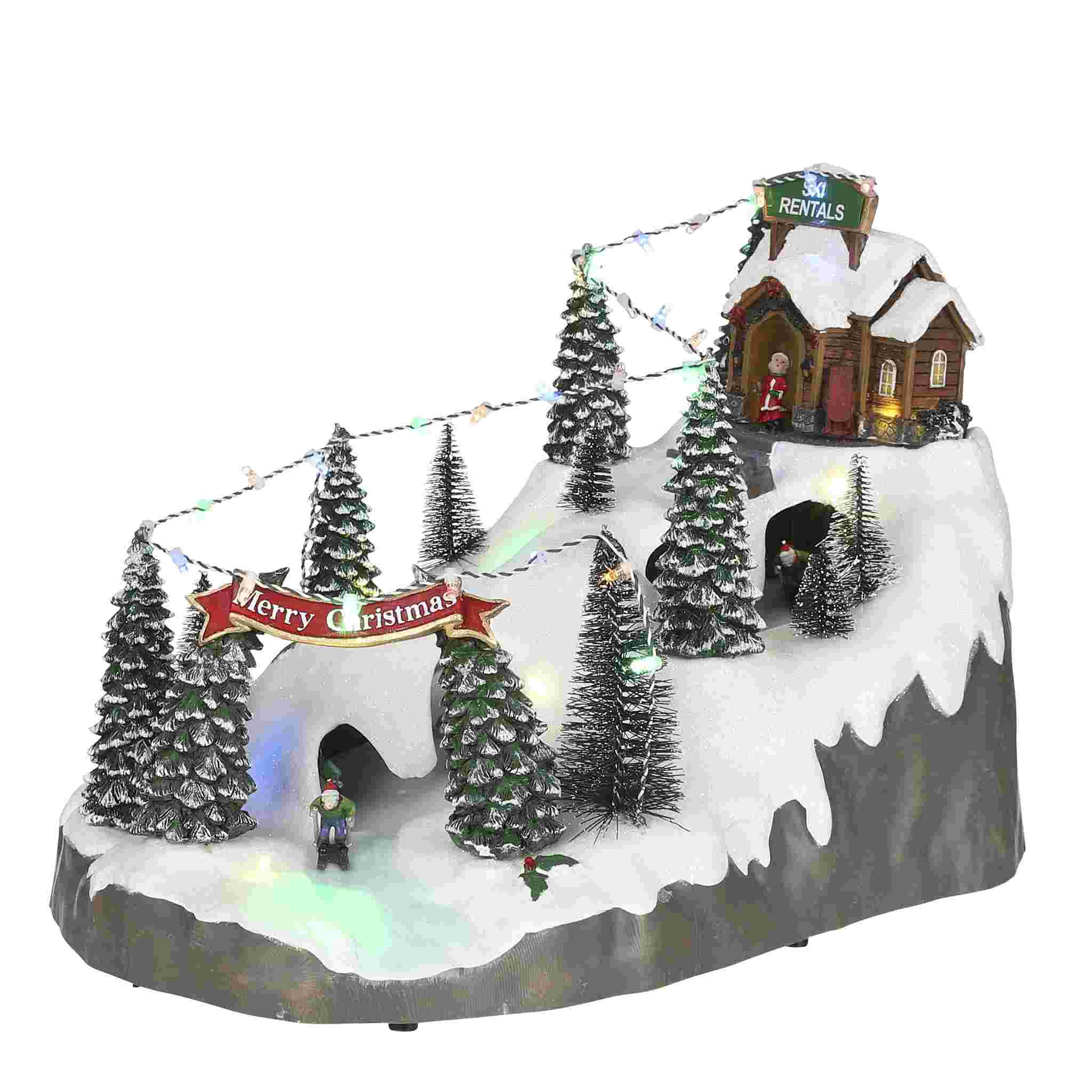 Luville Kerstdorp Ski-berg - 36x23.5x24 cm - Plastic - Wit