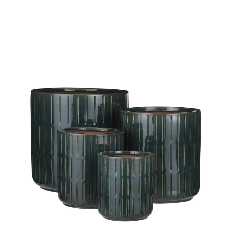 Mica Decorations Lars Ronde Pot - H29 x Ø29 cm - Set van 4 - Groen