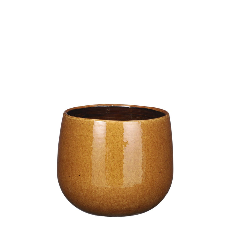 Mica Decorations Pablo Bloempot - 18x18x16 cm - Keramiek - Geel
