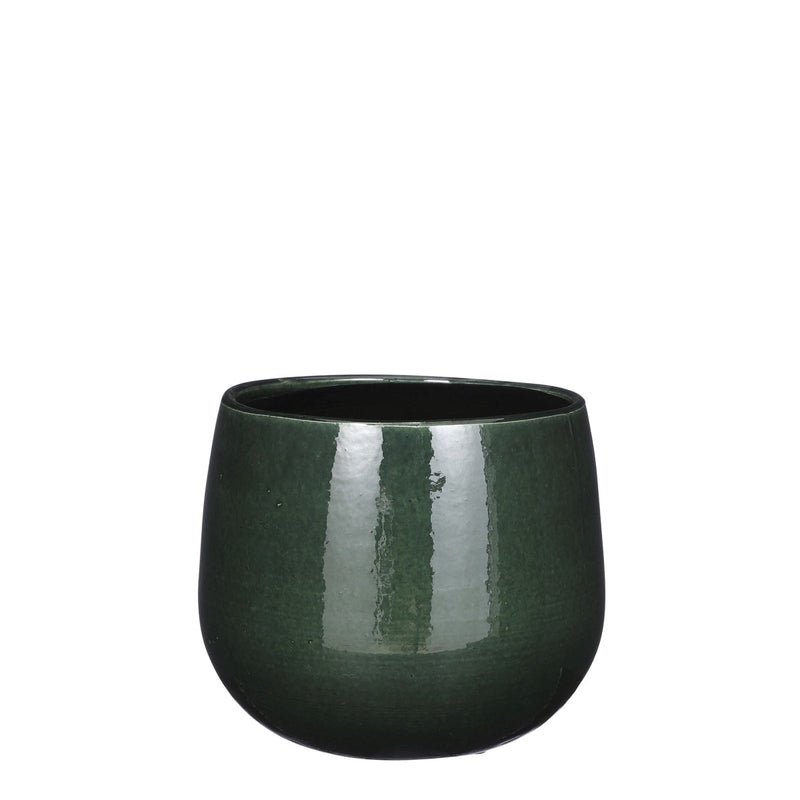 Mica Decorations Pablo Bloempot - 18x18x16 cm - Keramiek - Donkergroen