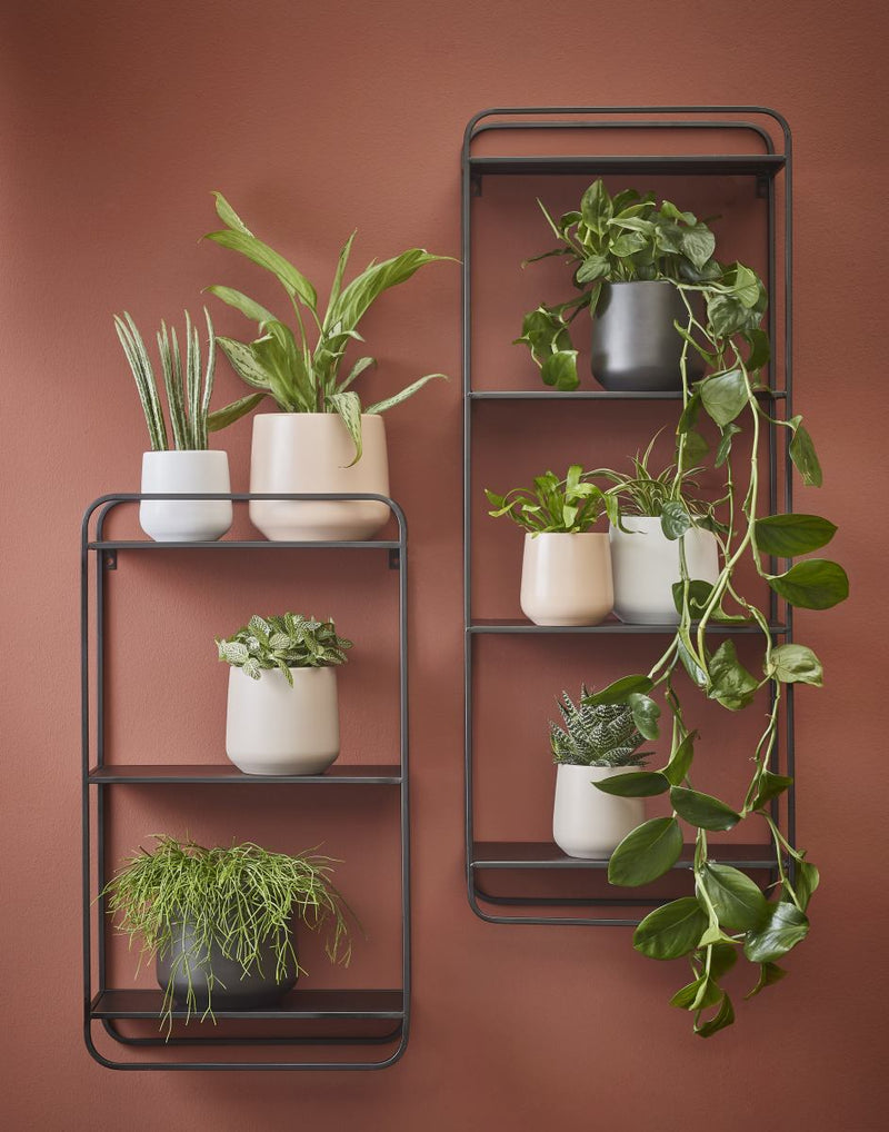 Mica Decorations Amber Bloempot - 23x23x21 cm - Keramiek - Donkergrijs