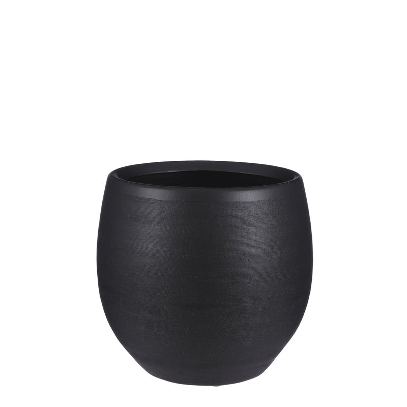 Mica Decorations Douro Bloempot - 26x26x23 cm - Terracotta - Zwart