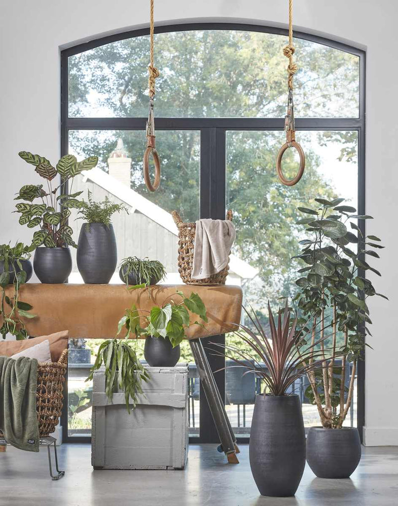 Mica Decorations Douro Bloempot - 26x26x23 cm - Terracotta - Zwart