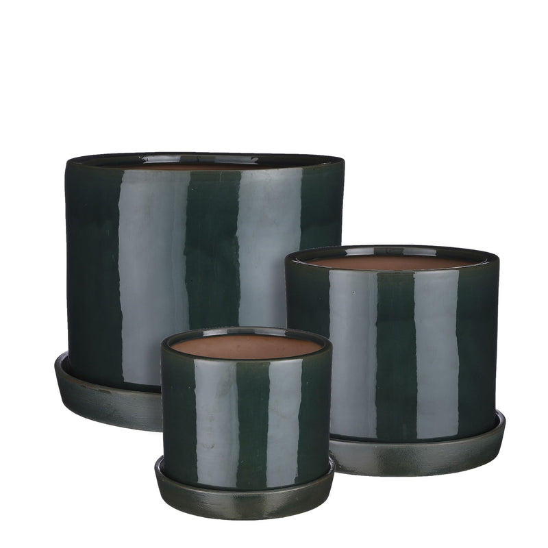 Mica Decorations Milan Bloempot - H26 x Ø31 cm - Set van 3 - Keramiek