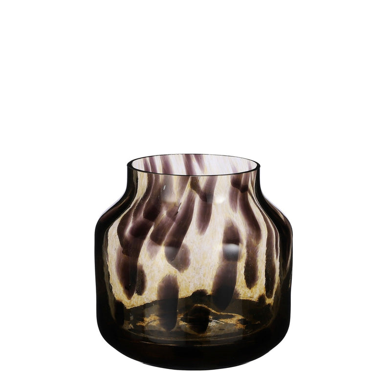 Mica Decorations Pantera Vaas - 19x19x19 cm - Glas - Bruin