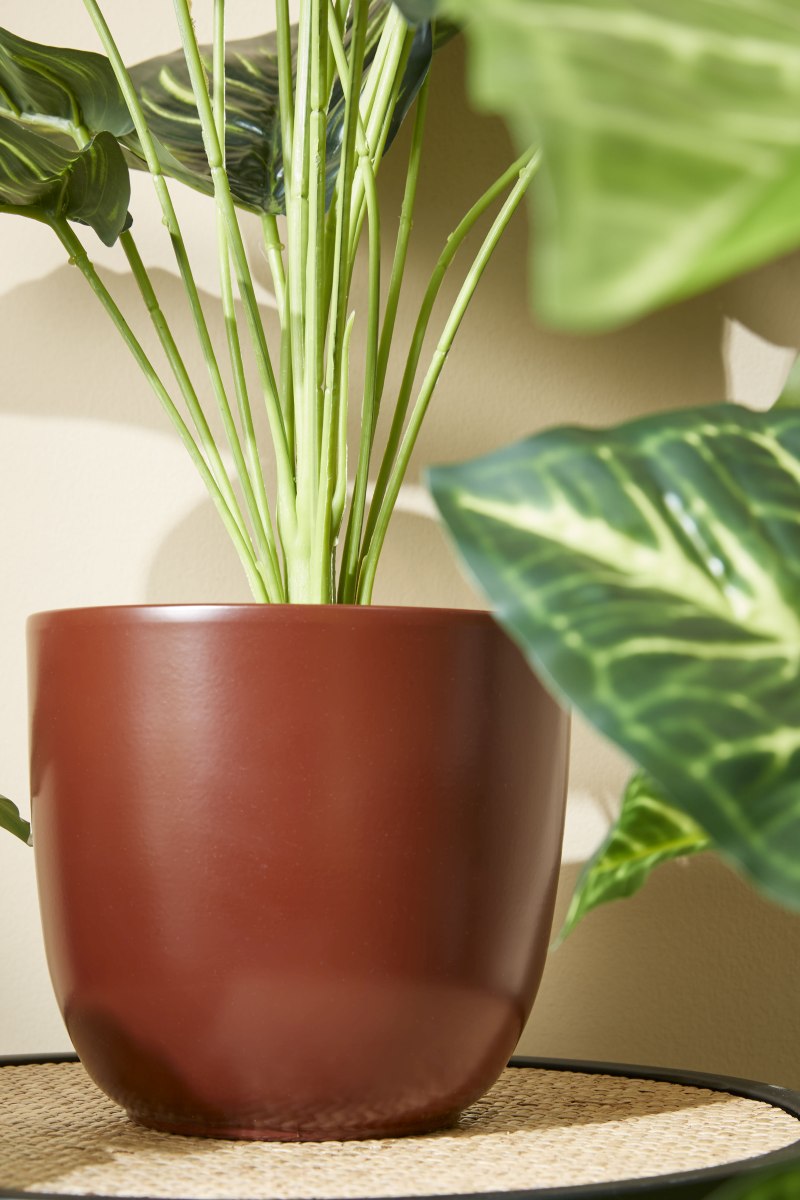 Mica Decorations Tusca Bloempot - 28x28x25 cm - Keramiek - Donkerbruin