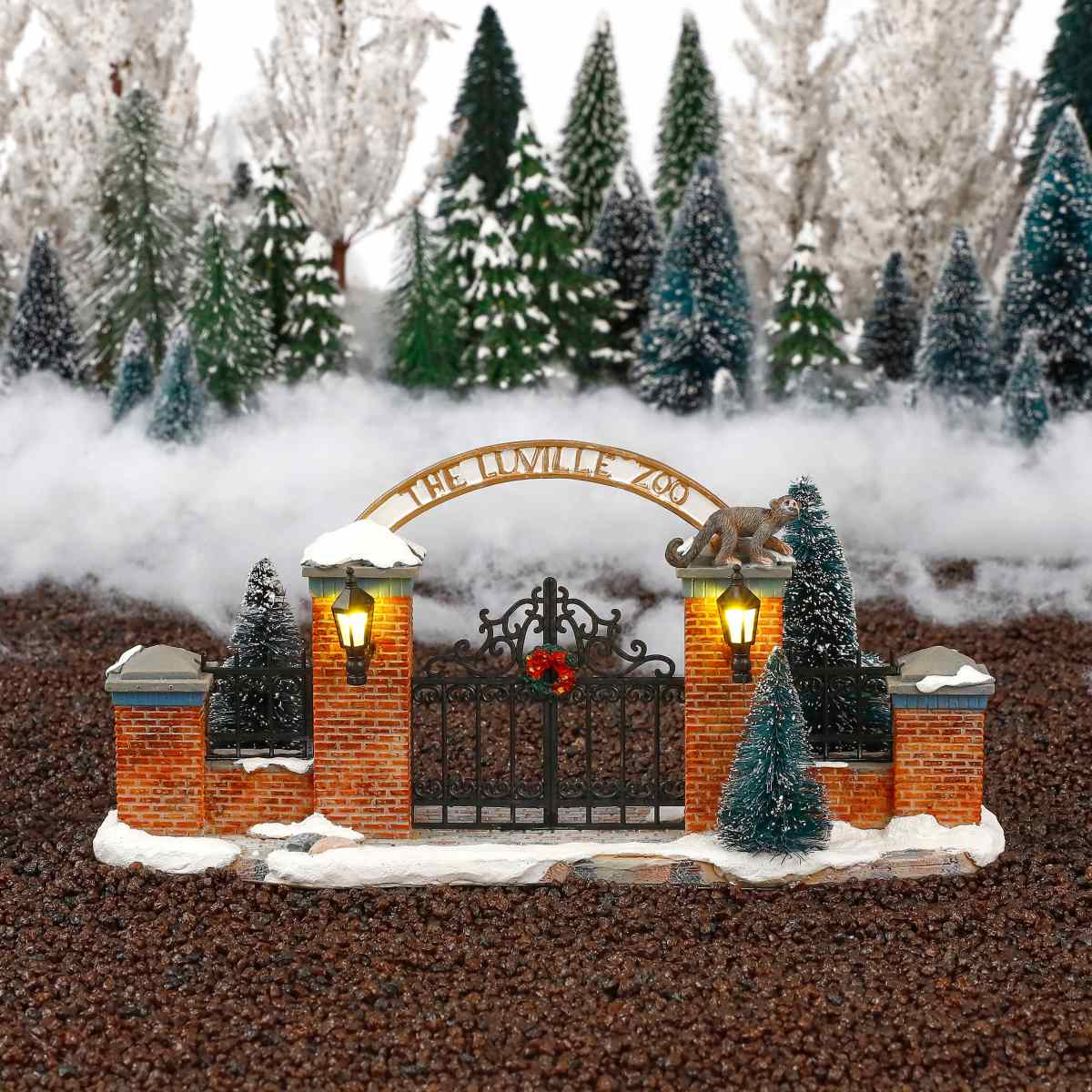 Luville Dierentuin Ingang Kerstdorp - 23x7x11 cm - Lichtbruin