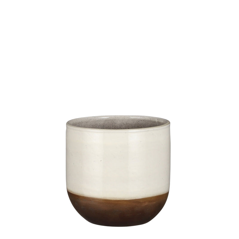 Mica Decorations Nora Bloempot - 23x23x21 cm - Terracotta - Wit