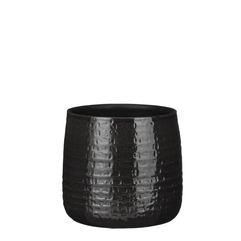 Mica Decorations Floyd Bloempot - 24x24x21 cm - Keramiek - Zwart