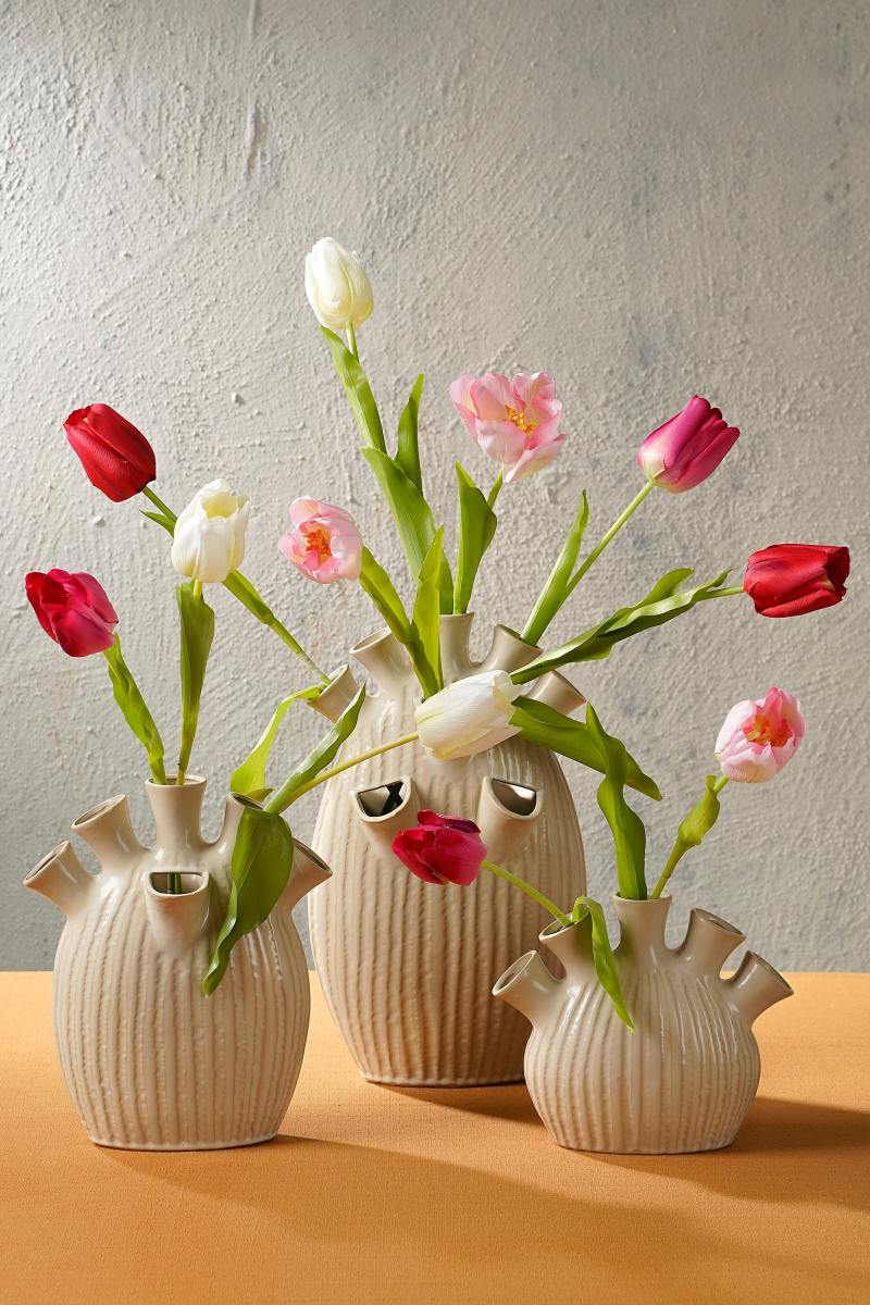 Mica Decorations Saul Vaas - 26x14x30 cm - Keramiek - Créme