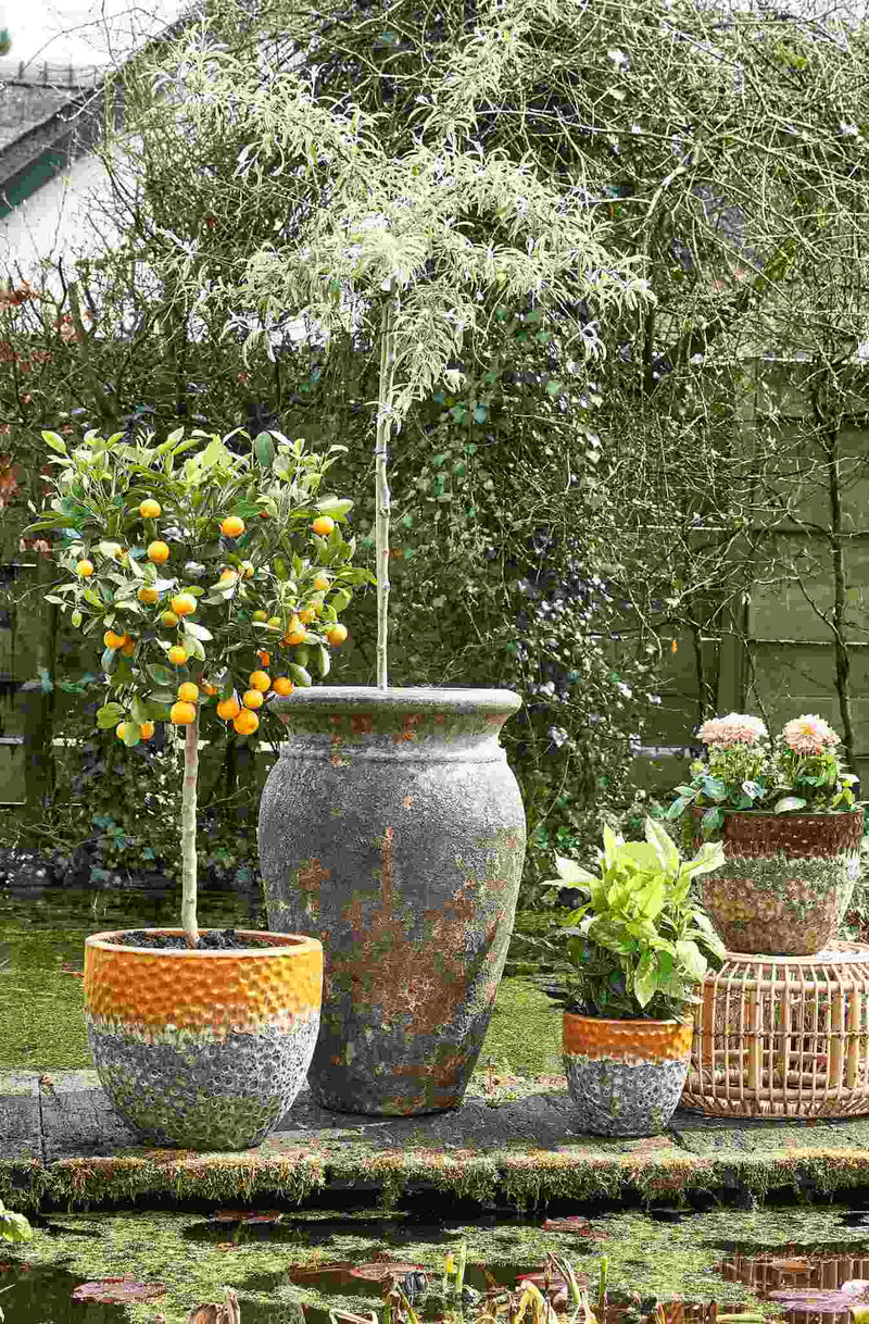Mica Decorations Vulcano Bloempot - H84 x Ø53 cm - Klei - Bruin