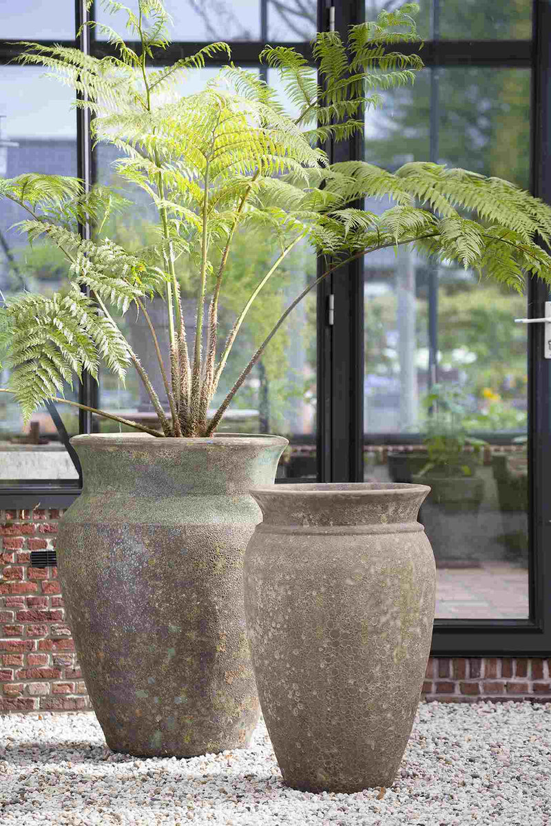 Mica Decorations Vulcano Bloempot - H84 x Ø53 cm - Klei - Bruin