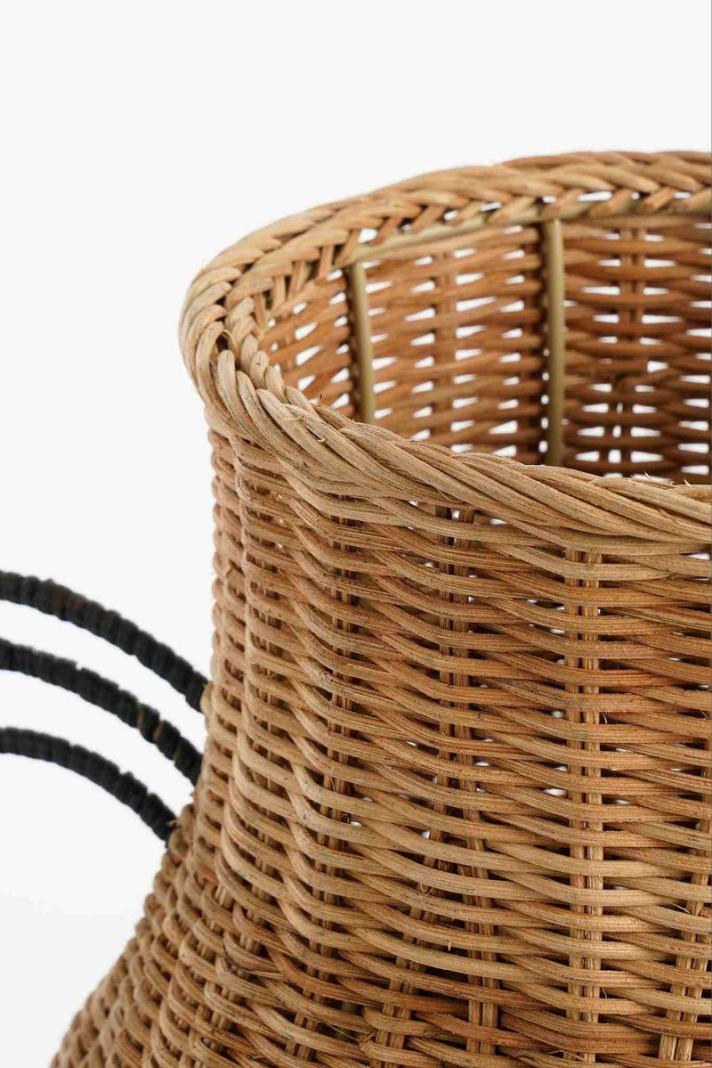 Mica Decorations Vaas Fabiola - 30x30x43 cm - Rotan - Licht Bruin
