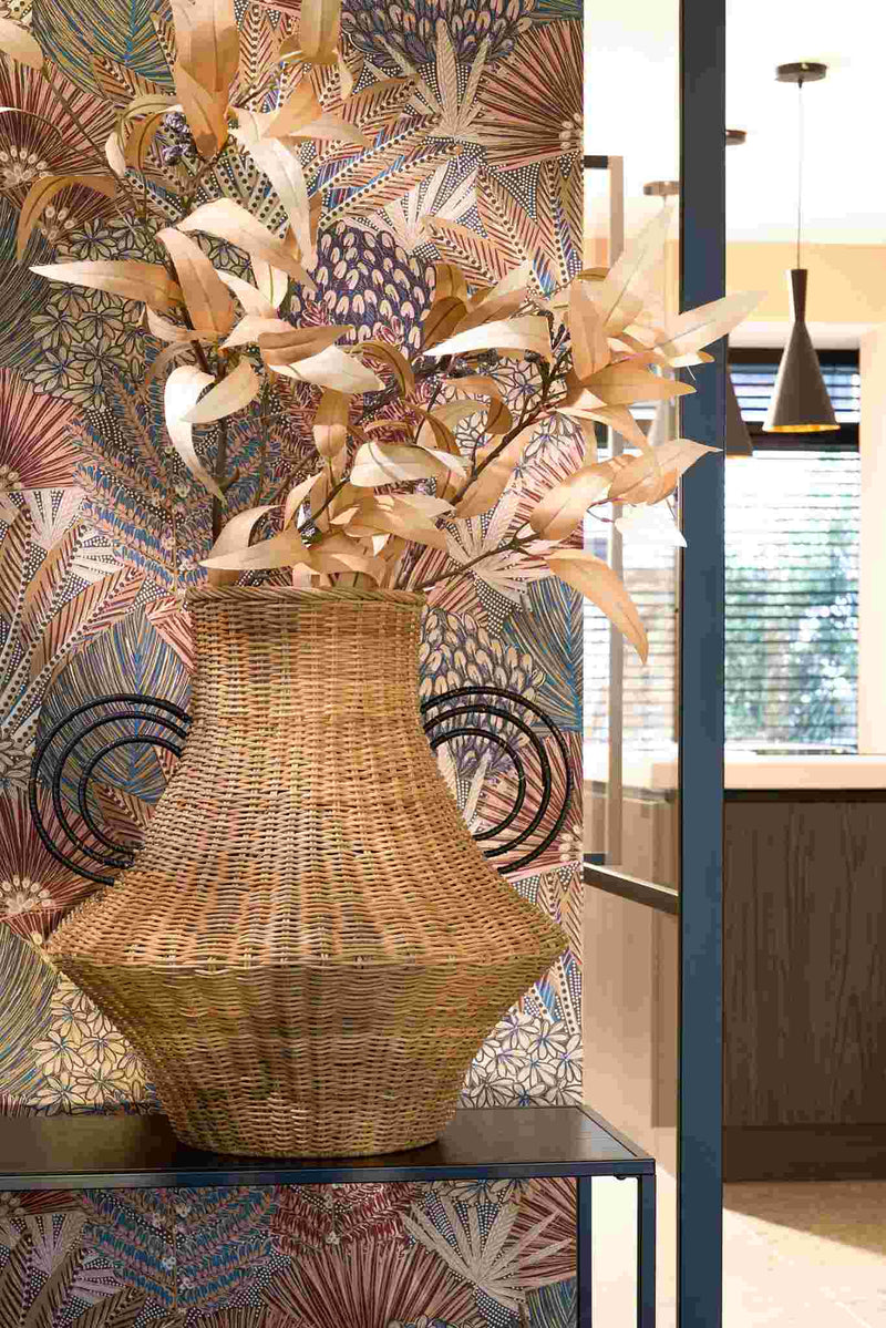 Mica Decorations Vaas Fabiola - 30x30x43 cm - Rotan - Licht Bruin