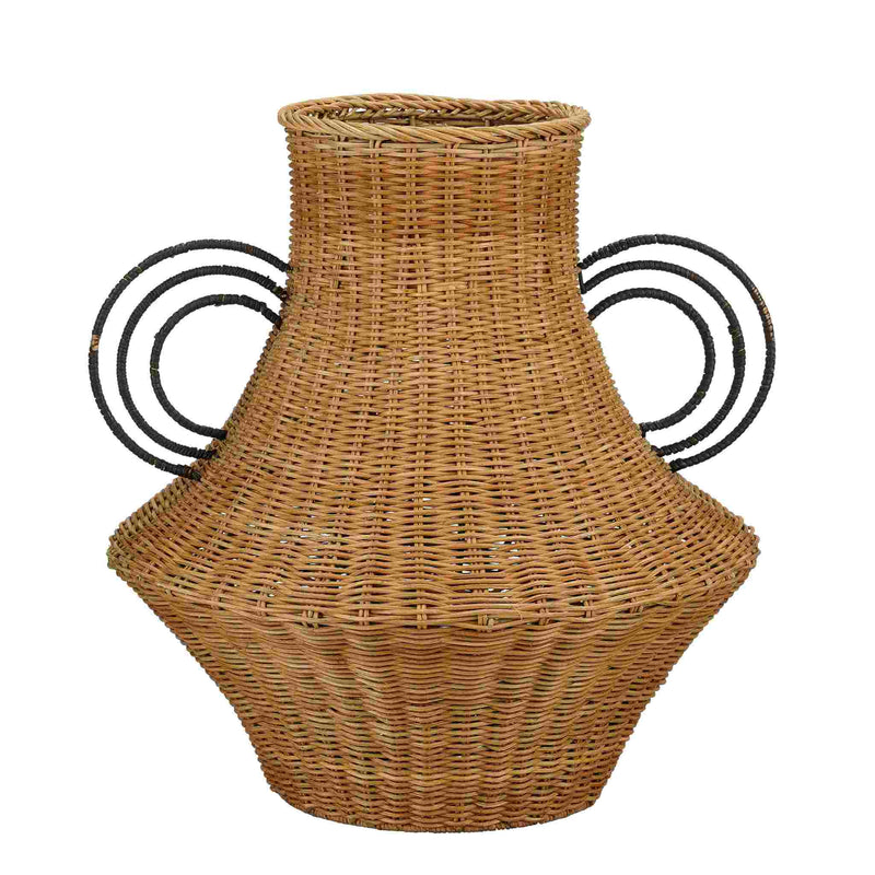 Mica Decorations Vaas Fabiola - 30x30x43 cm - Rotan - Licht Bruin