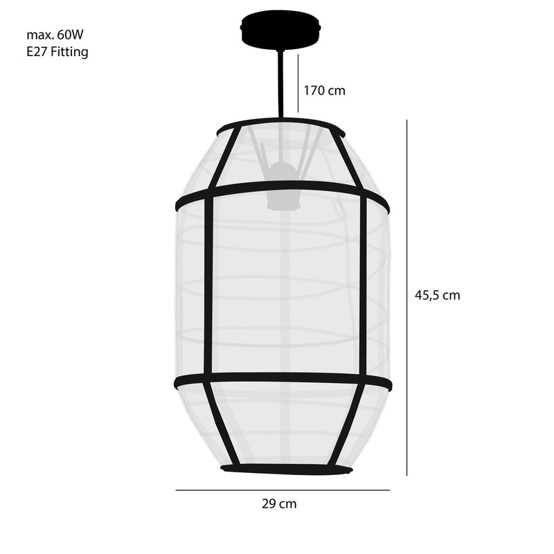 Mica Decorations Hanglamp Pella - 29x29x45 cm - Linnen - Beige