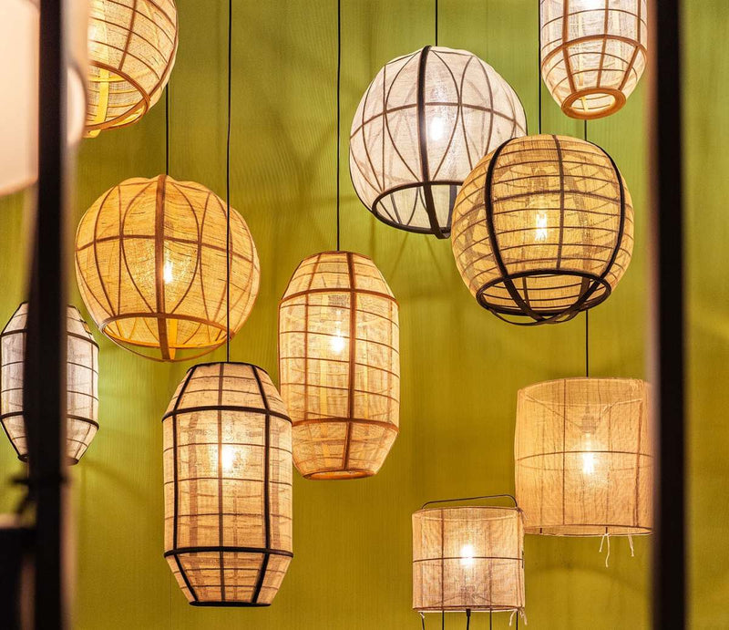 Mica Decorations Hanglamp Pella - 29x29x45 cm - Linnen - Beige