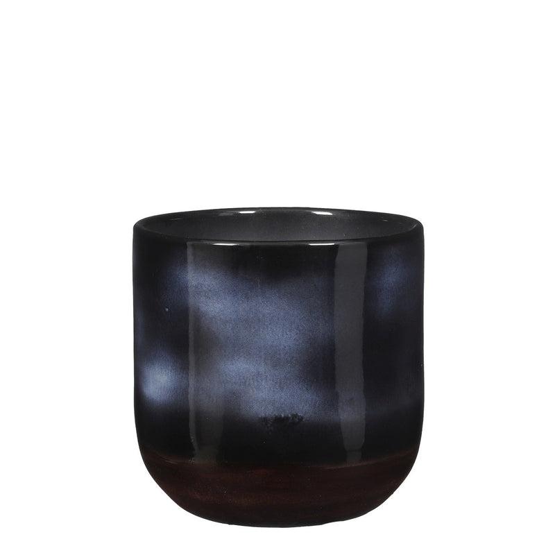 Mica Decorations Nora Bloempot - 25x25x24 cm - Terracotta - Blauw