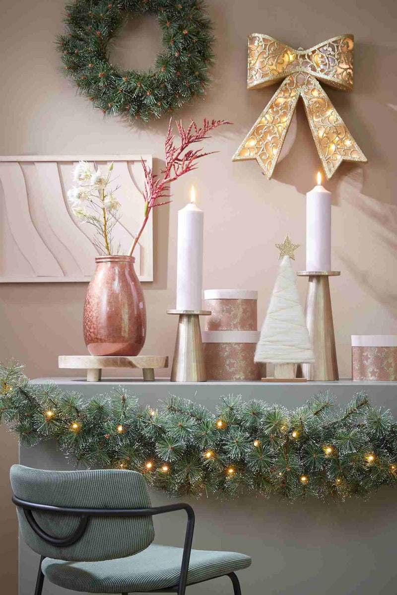 House of Seasons Kerstversiering Rista - 12x12x30 cm - aluminium - Champagne