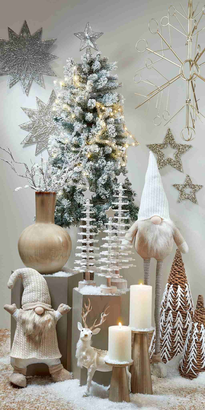 House of Seasons Kerstversiering Rista - 12x12x30 cm - aluminium - Champagne