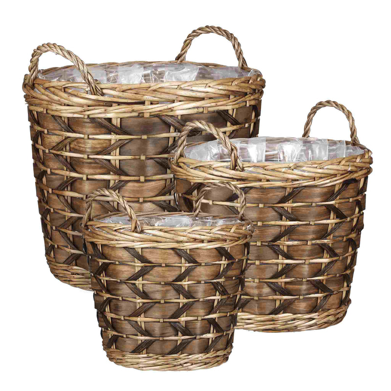 Mica Decorations Mand Lorens - 45x45x39 cm - Willow - Lichtbruin- Set van 3