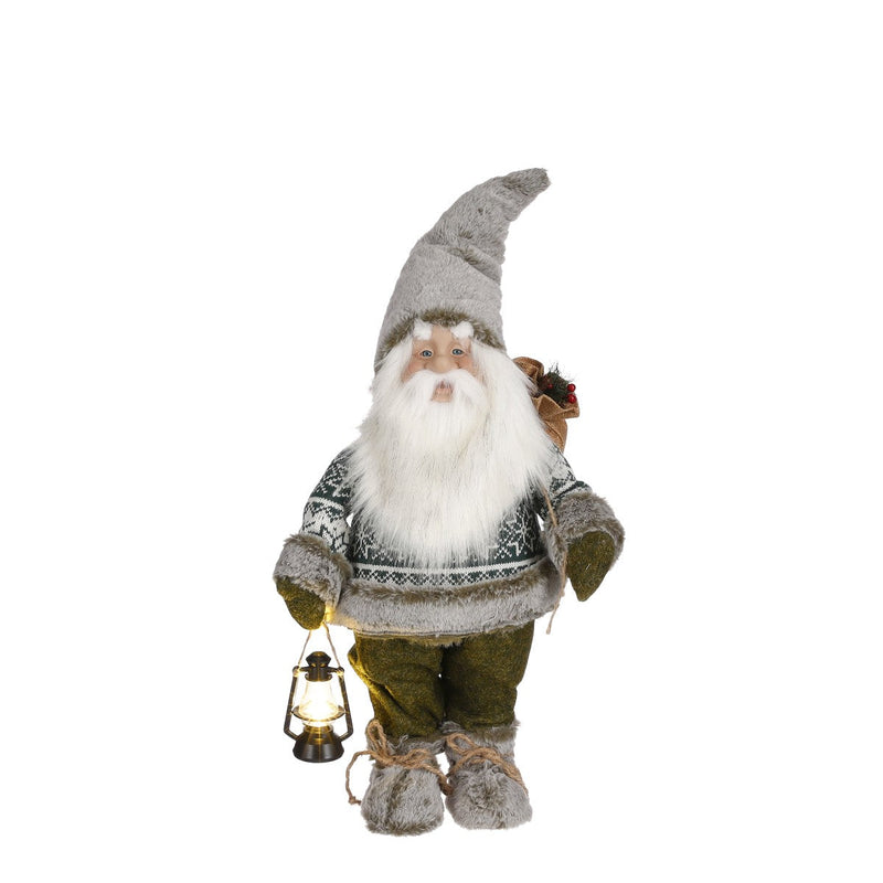 House of Seasons Kerstman Kerstmis Figuur - 32x18x62 cm - Grijs