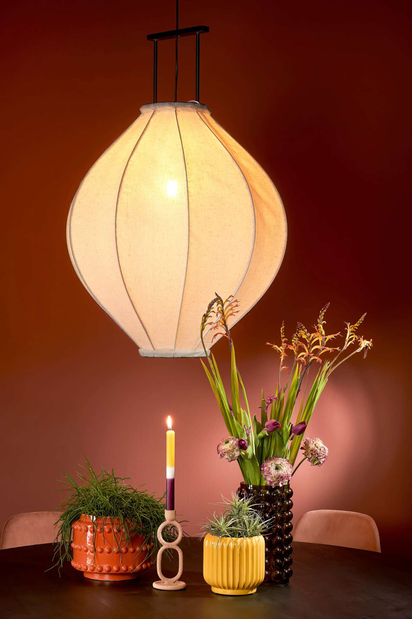 Mica Decorations Hanglamp Pego - 70x70x94 cm - Linnen - Off Wit