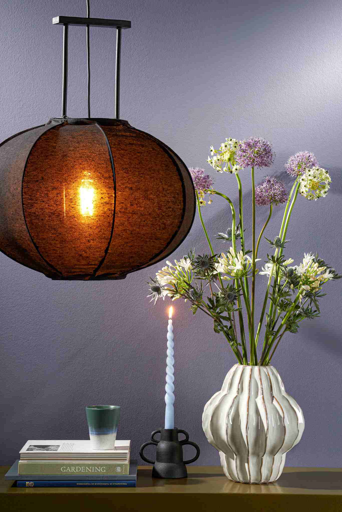 Mica Decorations Hanglamp Pego - 50x50x54 cm - Linnen - Zwart