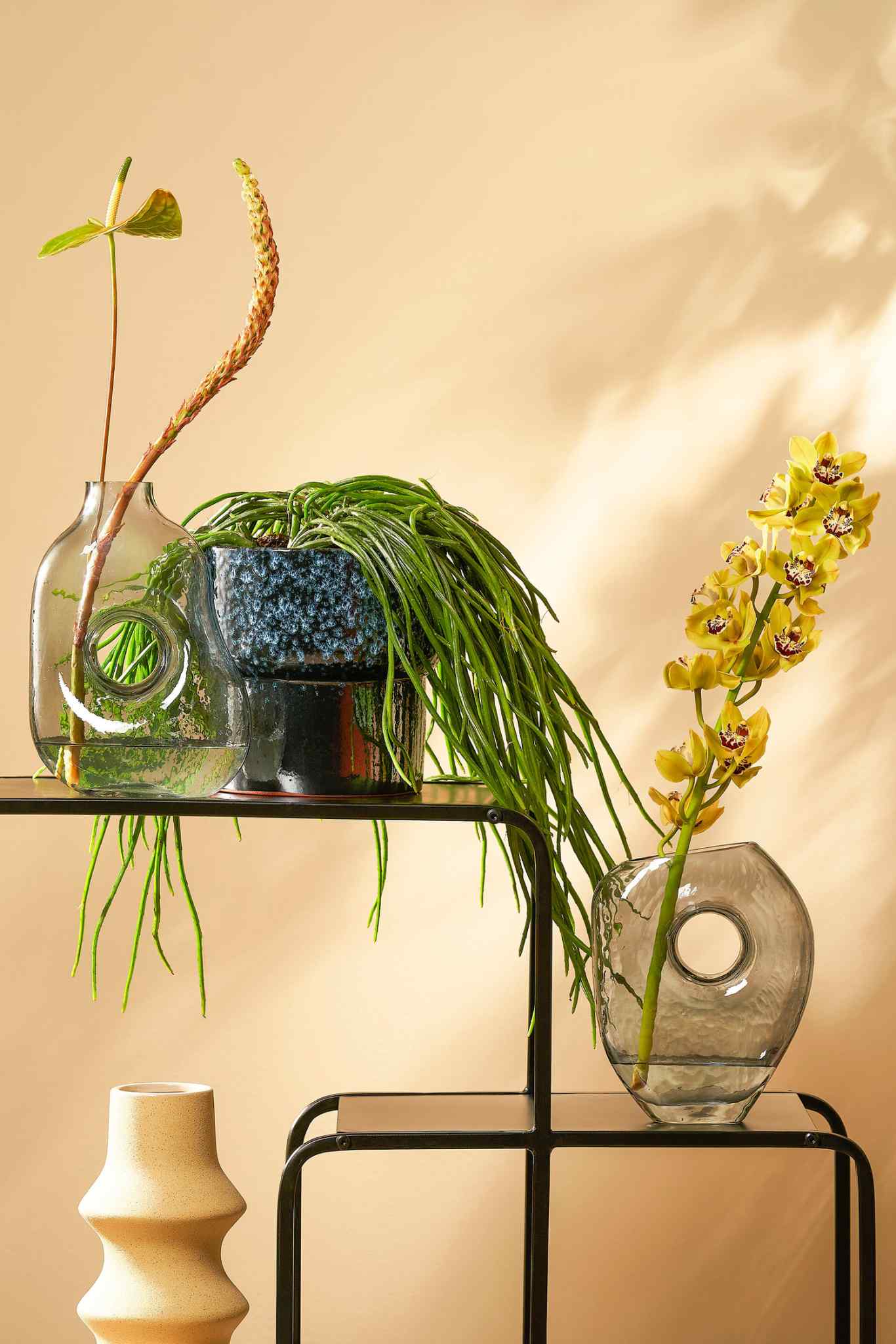 Mica Decorations Vaas Jay - 18x10x25 cm - Glas - Lichtgrijs