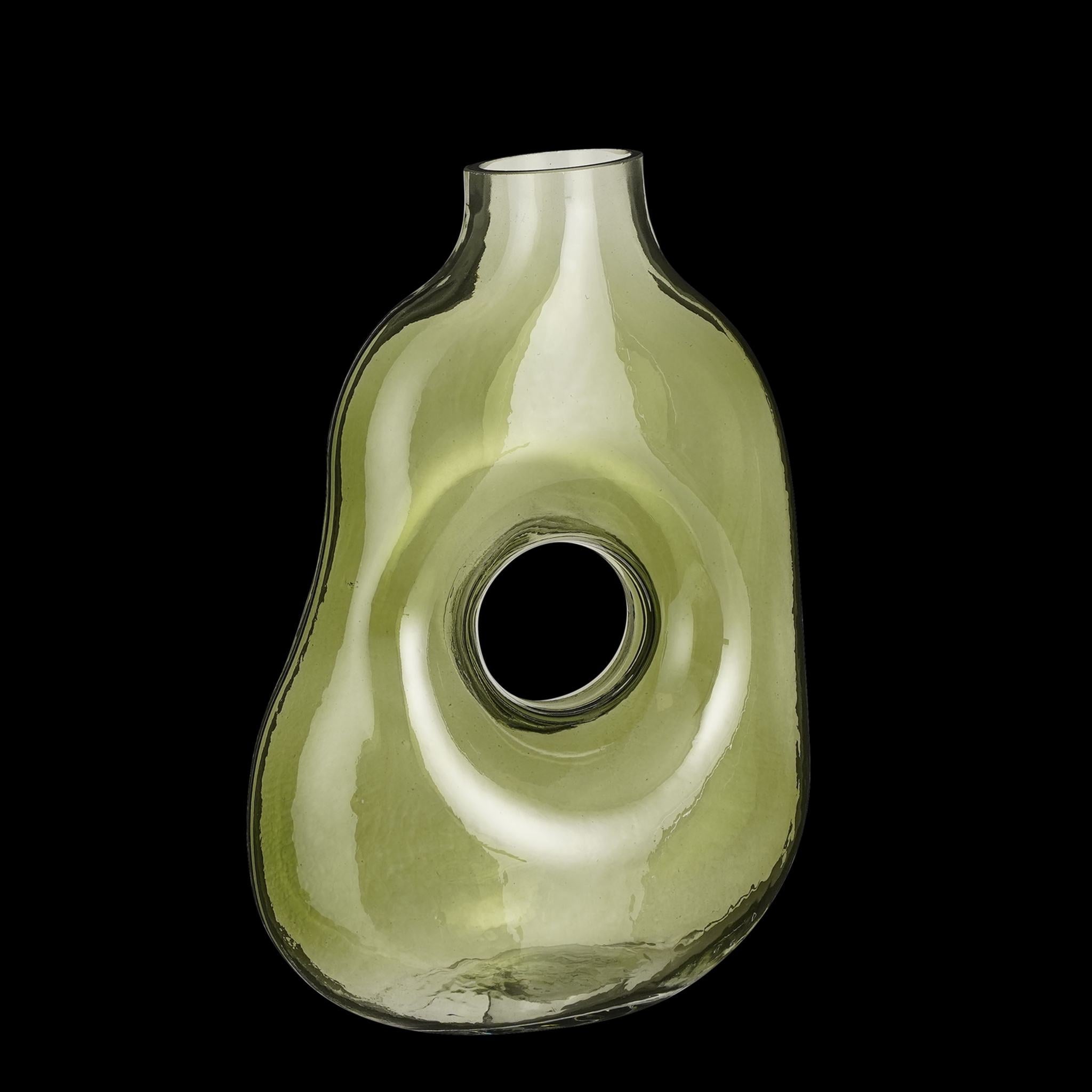 Mica Decorations Vaas Jay - 18x10x25 cm - Glas - Lichtgroen