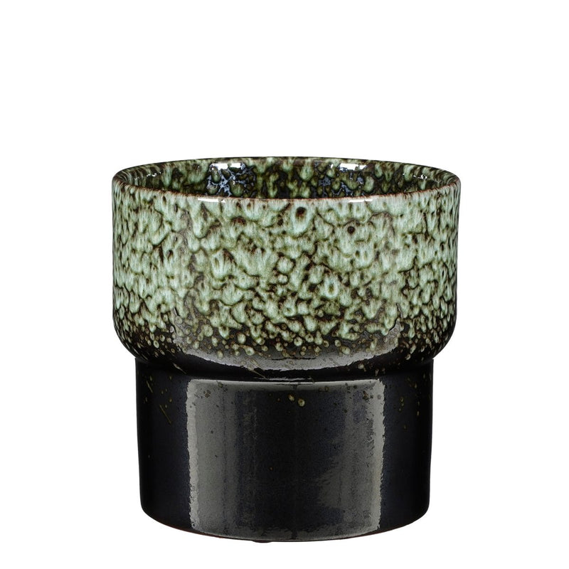 Mica Decorations Obidos Bloempot - 22x22x20 cm - Steen - Donkergroen