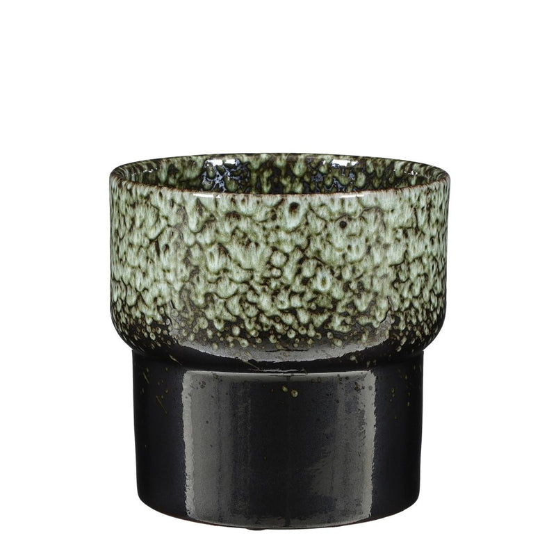 Mica Decorations Obidos Bloempot - 22x22x20 cm - Steen - Donkergroen
